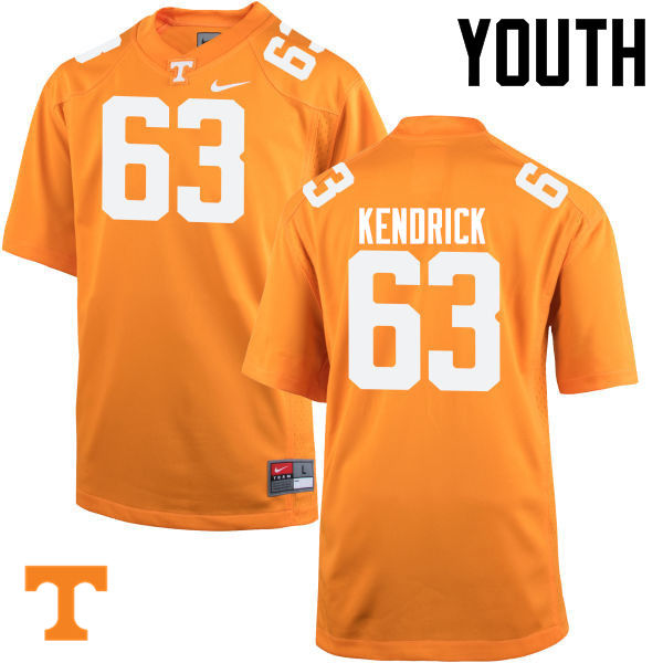 Youth #63 Brett Kendrick Tennessee Volunteers College Football Jerseys-Orange - Click Image to Close